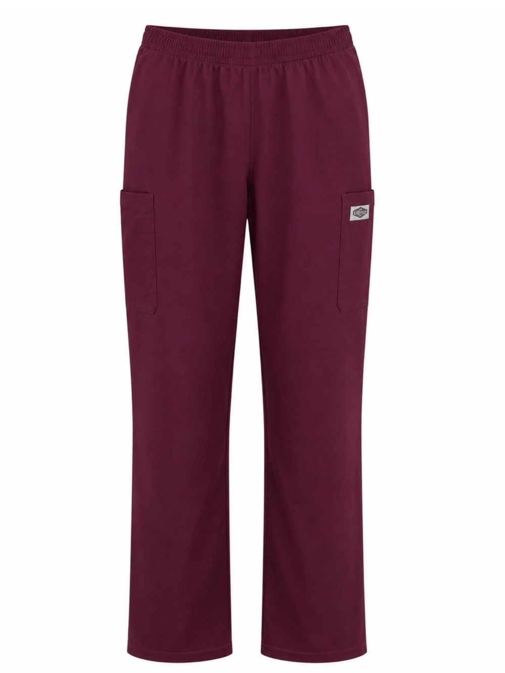 ScrubZone Womens Cargo Scrub Pants Wine Elastic Waist Medical Uniform